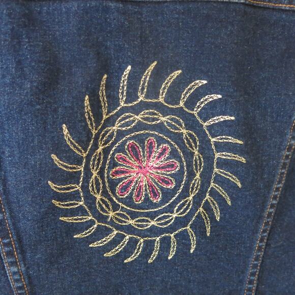 WILD ORCHID Embroidered Jean Jacket Size S** Women Denim  Trucker Y2K Blue Fall - Picture 6 of 12